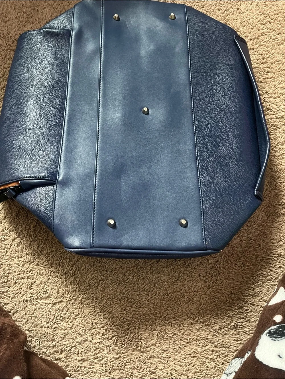 Robert Graham Blue Leather Duffel with Contrast Trim